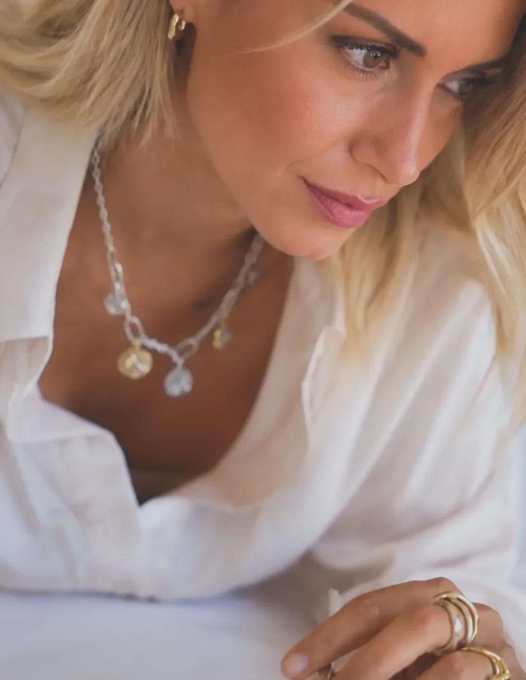 Jewellery styling detail with layered necklaces